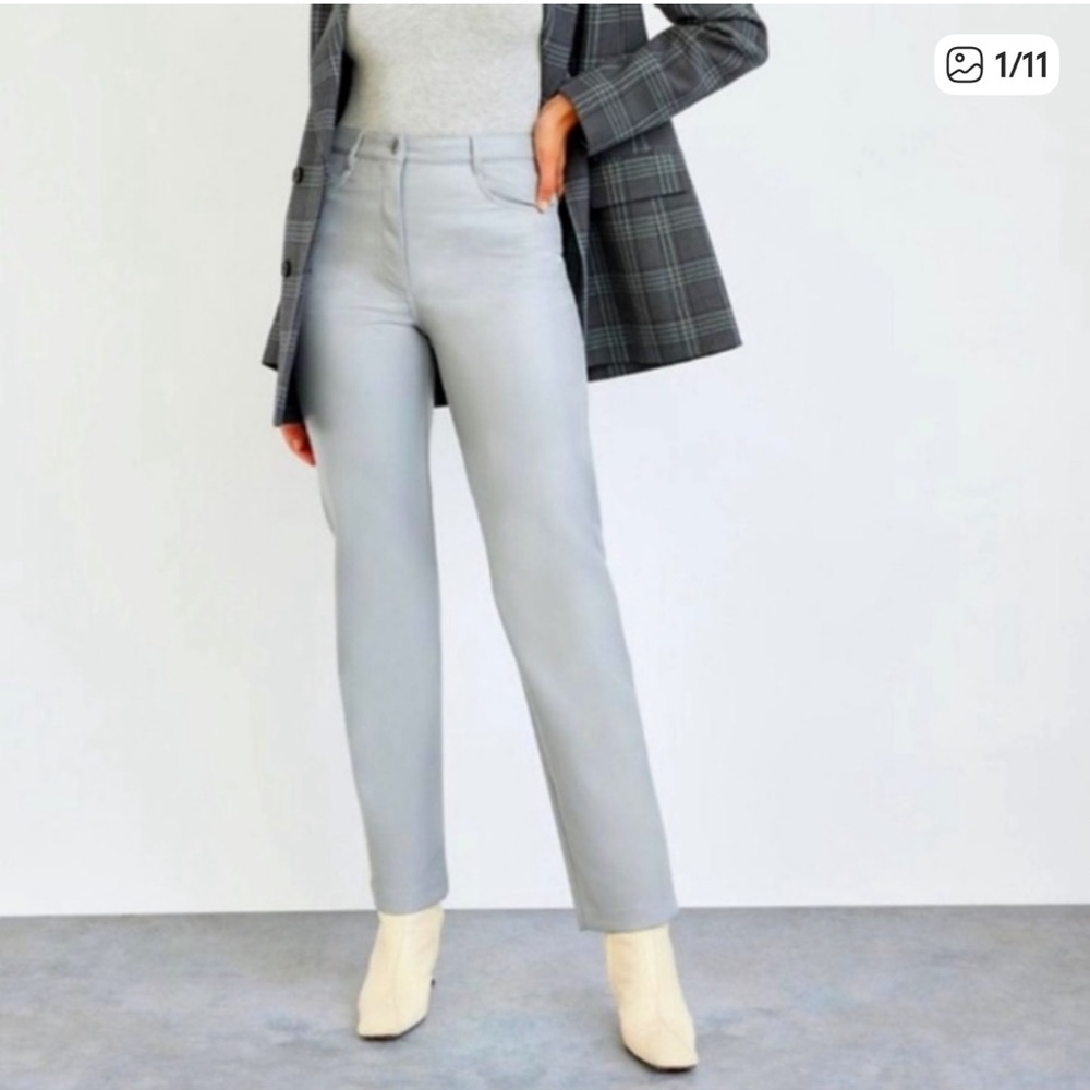 Aritzia Wilfred Marble Gray Vegan Leather Pants size 6 NWOT